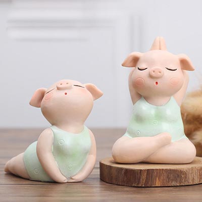 瑜伽猪摆件 家居饰品创意房间装饰