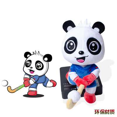 来图定制高尔夫熊猫毛绒玩具摆件 赛事活动吉祥